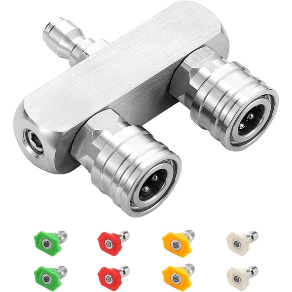 2-in-1 Pressure Washer Tips, Dual Pressure Washer Nozzle Tip with 8 Power Washer Spray Tips (0°/15°/25°/40°), 5000 PSI High Pressure Nozzle Set, 1/4" Quick Connect for Cars/Driveways/Patios