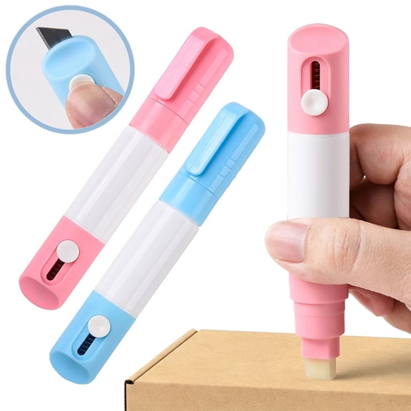 2-in-1 Privacy Wipe & Box Cutter, Thermal Ink Remover Pen with Safety Cutter for Address & Package