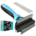 thumbnail image 1 of Spring Blossoms 2 in 1 Professional Grooming Rake for Cats & Dogs-Dematting Comb for Easy Mats & Tangles Removing,Hair Removal Cleaner for Pets(Blue), 1 of 7