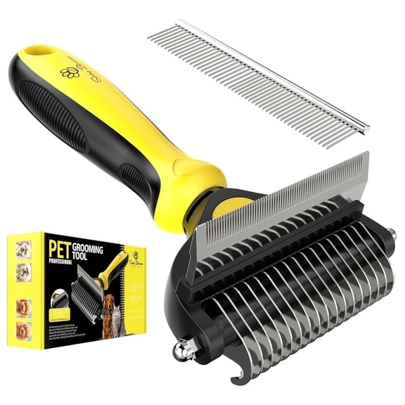 Spring Blossoms-2 in 1 Professional Grooming Rake for Cats & Dogs-Dematting Comb for Easy Mats & Tangles Removing,Hair Removal Cleaner for Pets