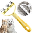 thumbnail image 1 of 2 in 1 Professional Grooming Rake for Cats & Dogs-Dematting Comb for Easy Mats & Tangles Removing,Hair Removal Cleaner for Pets(Orange), 1 of 9