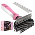 thumbnail image 1 of 2 in 1 Professional Grooming Rake for Cats & Dogs-Dematting Comb for Easy Mats & Tangles Removing,Hair Removal Cleaner for Pets(Purple), 1 of 7