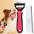 thumbnail image 1 of 2 in 1 Professional Grooming Rake for Cats & Dogs-Dematting Comb for Easy Mats & Tangles Removing,Hair Removal Cleaner for Pets(Red), 1 of 6