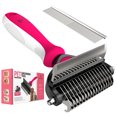 thumbnail image 1 of 2 in 1 Professional Grooming Rake for Cats & Dogs-Dematting Comb for Easy Mats & Tangles Removing,Hair Removal Cleaner for Pets(Rose), 1 of 7