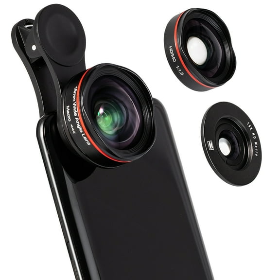 2 in 1 Professional Phone Camera Lens Kit, 0.6X Wide angle Lens, 15X Maro Lens, Clip On for iPhone SAMSUNG Smartphone