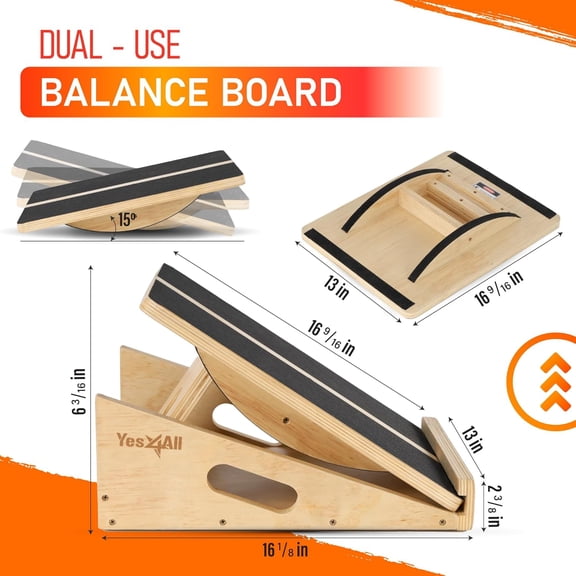 2-in-1 Professional Wooden Balance Board + Foot Rocker Navy