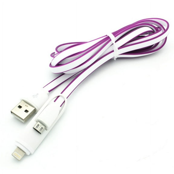 2-in-1 Purple 6ft Long USB Cable Compatible With iPod Touch 5 Nano 7th Gen, iPad Pro 9.7 12.9 10.5, Mini 4 3 2, Air 2