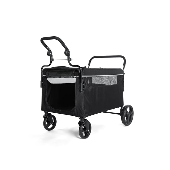 2‑in‑1 Push‑Pull Dog Wagon Stroller for Medium & Large Dogs, Heavy‑Duty All‑Terrain Pet Cart with Ramp, Adjustable Handle & One‑Step Brake for Outdoor Hiking Camping