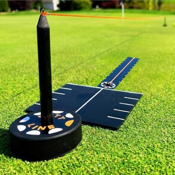 2-in-1 Putting Training Bundle - Complete System with Alignment String & T-Ruler for Putter Face Angle, Stroke Path & Eye Position