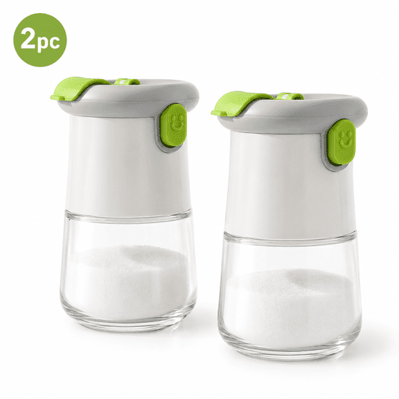2-in-1 Quantitative Spice Shaker and Salt Dispenser, Push-Button Measured Seasoning Bottle with 0.5g Precise Control, Thickened Glass Moisture-Proof Jar for Kitchen Cooking, Meal Prep