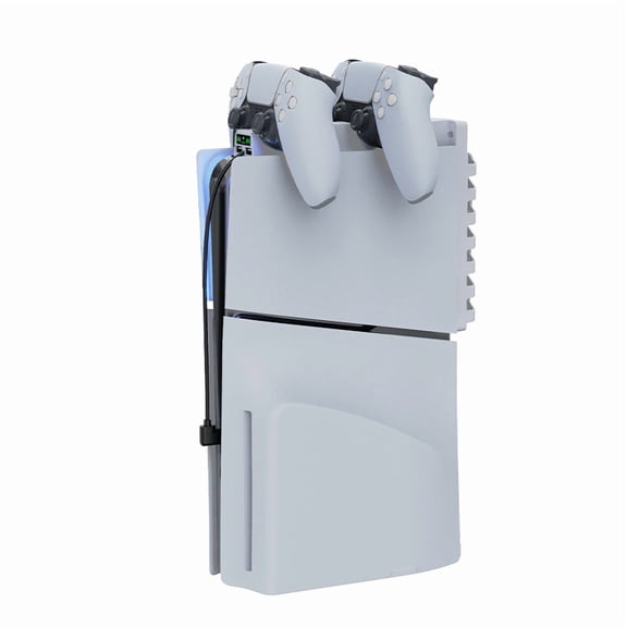 2-in-1 RGB Cooling Fan & Dual Charger for PS5 Slim - Rear-Mounted Cooler + DualSense Controller Charging Dock, Quiet Fans, Anti-Slip Base, Overcharge Protection | PS5 Slim Accessories