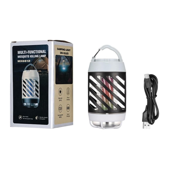 2-in-1 Rechargeable Camping Lantern & UV Bug Zapper, Robust Waterproof Emergency Lamp with Power Bank, Sturdy Resilient Tent Light for Fishing & Hiking