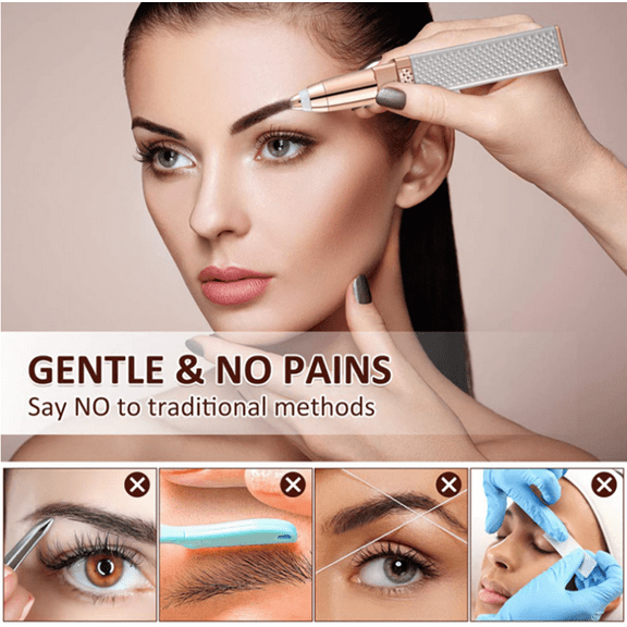 2-in-1 rechargeable eyebrow and face hair removal device, electric hair removal device, LED light, painless design, suitable for peach-colored skin