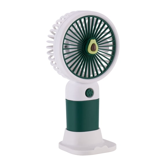 2-in-1 Rechargeable Portable Handheld & Desktop Fan with Phone Holder, 3 Speed-Green