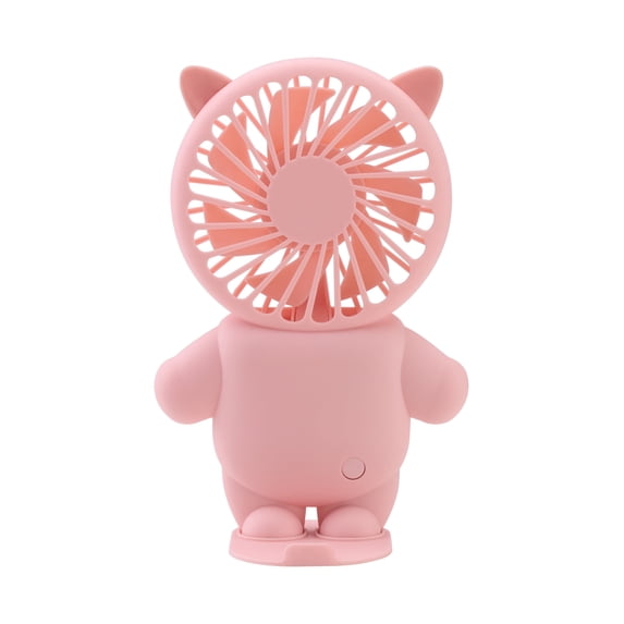 2-in-1 Rechargeable Portable Handheld & Desktop Fan with Phone Holder, 3 Speed-Pink Cat