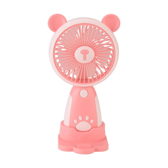 2-in-1 Rechargeable Portable Handheld & Desktop Fan with Phone Holder, 3 Speed-Pink