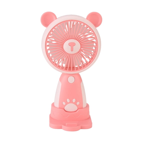 2-in-1 Rechargeable Portable Handheld & Desktop Fan with Phone Holder, 3 Speed-Pink