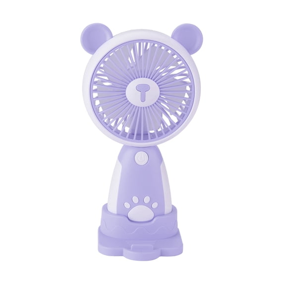 2-in-1 Rechargeable Portable Handheld & Desktop Fan with Phone Holder, 3 Speed-Purple