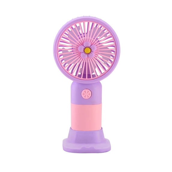 2-in-1 Rechargeable Portable Handheld & Desktop Fan with Phone Holder, 3 Speed-Purple