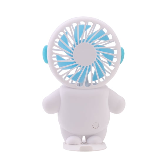 2-in-1 Rechargeable Portable Handheld & Desktop Fan with Phone Holder, 3 Speed-White & Blue