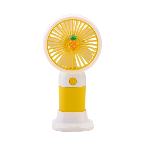 2-in-1 Rechargeable Portable Handheld & Desktop Fan with Phone Holder, 3 Speed-Yellow