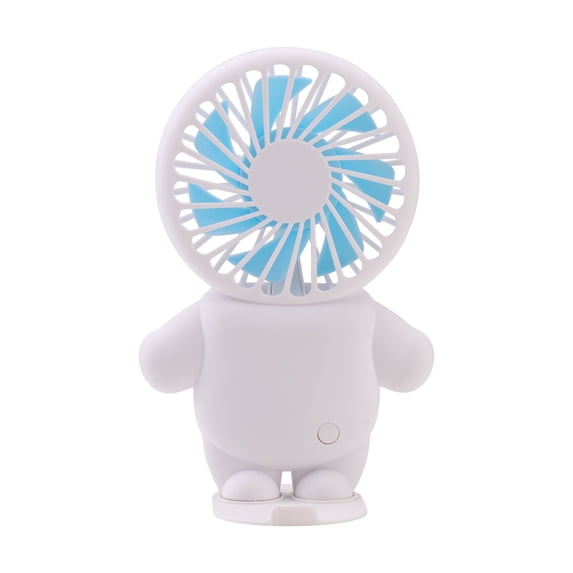 2-in-1 Rechargeable Portable Handheld & Desktop Fan with Phone Holder, 3 Speeds-White & Blue