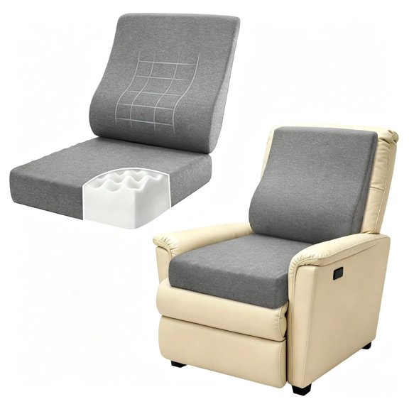 2-in-1 Recliner Cushion for Seniors Adults, Ergonomic Egg Crate Foam Seat Pad, Thick Padded Support for Wheelchair Office Chair Back Neck
