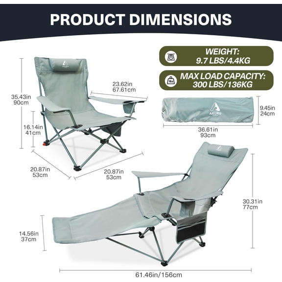 2-in-1 Reclining Camping Chair with Footrest