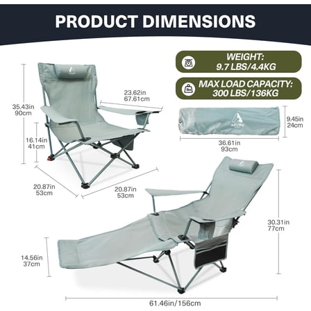 2-in-1 Reclining Camping Chair with Footrest