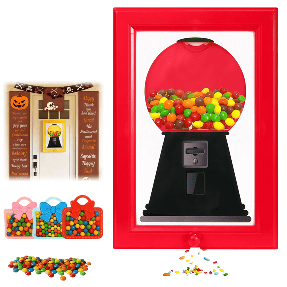2-in-1 Red Candy Dispenser Picture Frame Wall with 3 Mini Bags, For Candies, Nuts, Dog & Cat Treats, Perfect for Holidays & Special Occasions Gifts