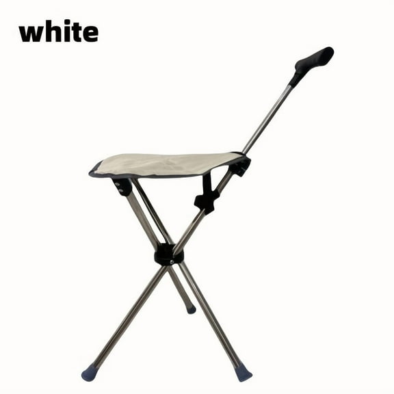 2-in-1 Retractable Walking Stick with Stool - 440LB Capacity Foldable Cane for Hiking/Camping/Shopping, Ideal Mother's/Parent's Day Gift