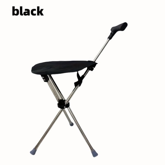 2-in-1 Retractable Walking Stick with Stool - 440LB Capacity Foldable Cane for Hiking/Camping/Shopping, Ideal Mother's/Parent's Day Gift