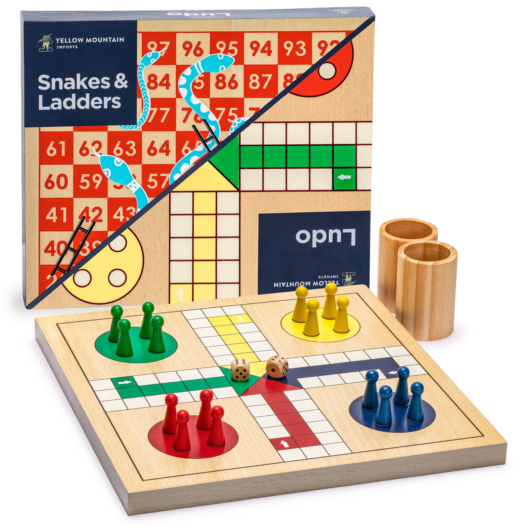 Ludo - Snakes & Ladders - Board Game - Foldable - with 4 Colours and 1 Dice