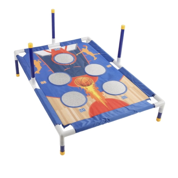 2-in-1 Ring Toss and FootBag Game Set, Interactive Family Sports Activity, Coordination Exercise, Throwing Board Set for Parties, Blue