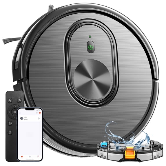 2-in-1 Robot Vacuum and Mop Combo, 1600Pa Strong Suction, WiFi & App Control, Ultra Slim Self-Charging Robotic Vacuum Cleaner for Hardwood Floors and Tile