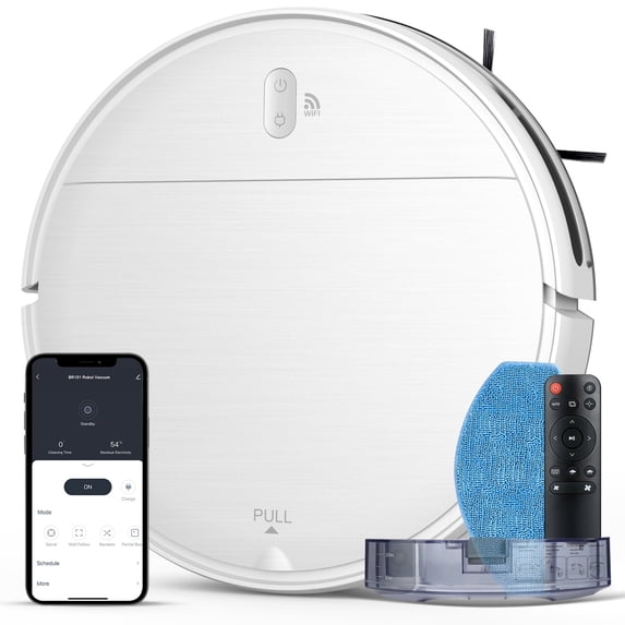 2-in-1 Robot Vacuum and Mop Combo, 2300Pa Powerful Suction, WiFi & App Control for Tile and Hard Floors