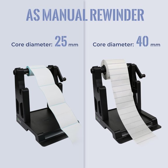 2-in-1 Roll Holder with Handle and Manual Rewinder - Desktop for Rolls, Fan-Fold & Sticker Labels, Small Business Packaging Supplies$$Office