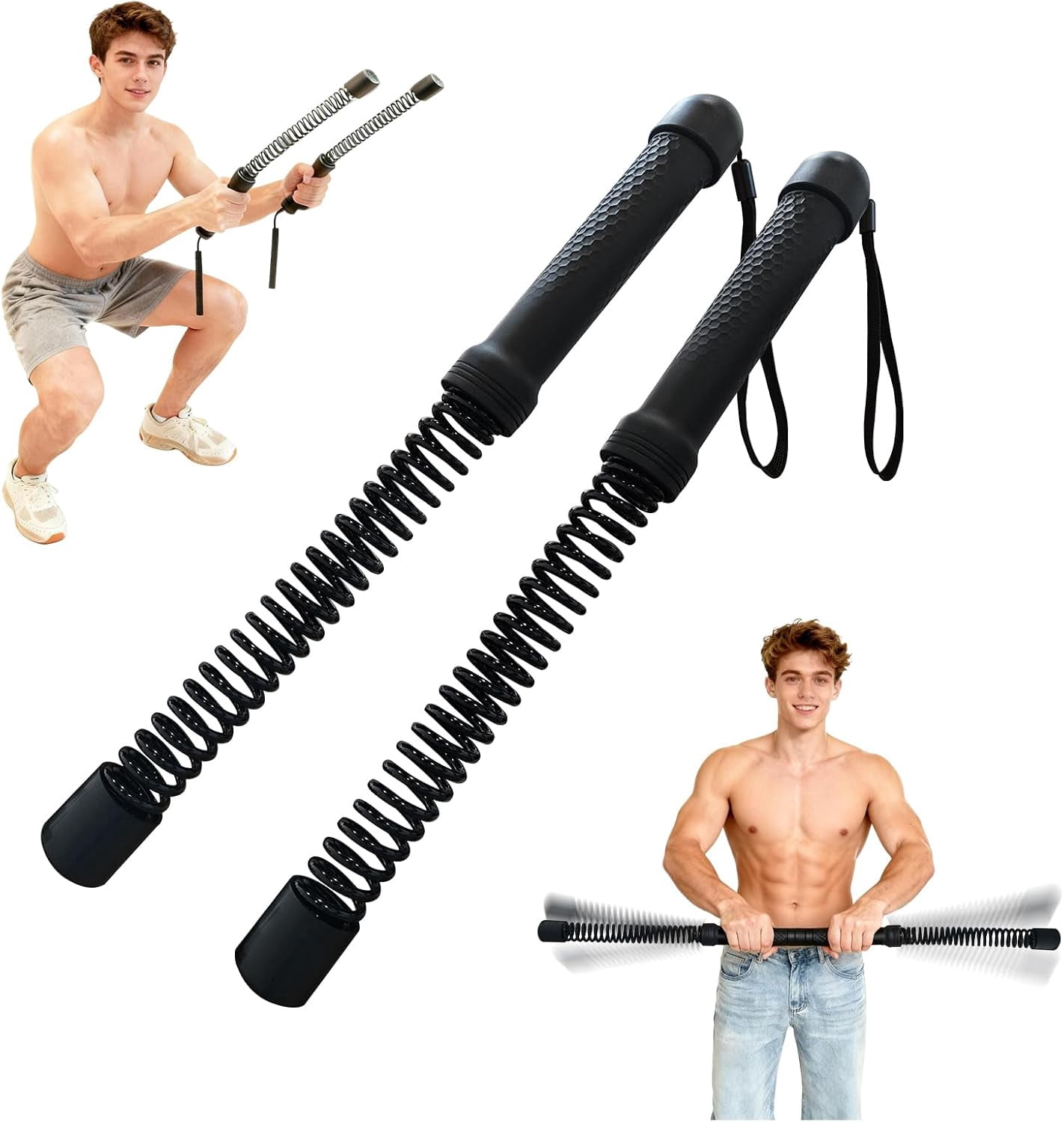 Wireless Rope Battle 2-in-1 Ropeless Battle Ropes for Home Gym, Portable Battle Rope Sticks ...