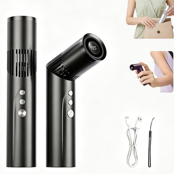 2-in-1 Rotating Mini Fan & Flashlight, 90° Rotating Head, Adjustable 9-Speed Settings, Dual-Function Design,Suitable for Travel & Office