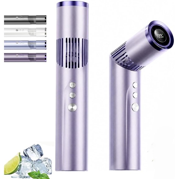 2-in-1 Rotating Mini Fan & Flashlight - 90 ° Rotating Mini Personal Fans with Led Display, Portable Rechargeable Handheld Fan for Camping Travel Outdoor Use (Blue)