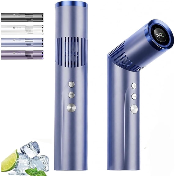 2-in-1 Rotating Mini Fan & Flashlight - 90° Rotating Mini Personal Fans with Led Display, Portable Rechargeable Handheld Fan for Camping Travel Outdoor Use (Blue)