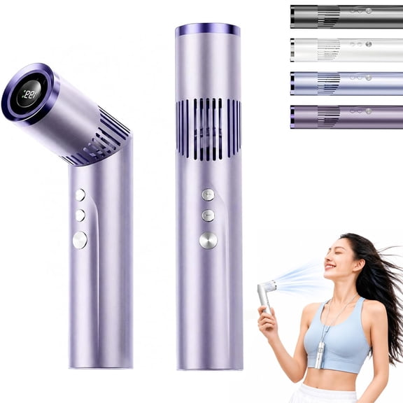 2-in-1 Rotating Mini Fan & Flashlight, Foldable Adjustable Handheld Portable Fan with Flashlight, 180° Rotating Head & Adjustable 9-Speed Settings and LED Display