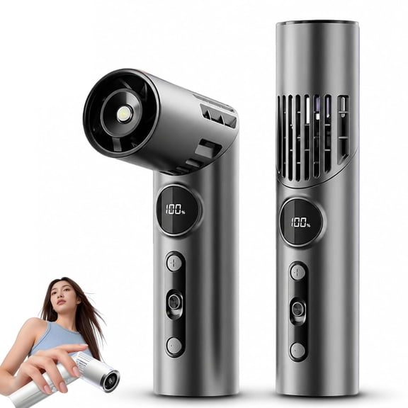 2-in-1 Rotating Mini Fan & Flashlight, Foldable Portable Mini Handheld Fan with Light & Digital Display, 3000mah Rechargeable Handheld Fans with 90° Rotating, Wearable Around the Neck
