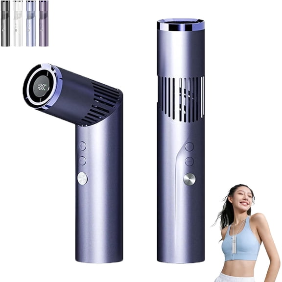 2-in-1 Rotating Mini Fan & Flashlight, Portable Handheld Fan Rechargeable, Foldable Personal Cooling Fans with LED Display, 90° Rotating Personal Fans, For Office Outdoor (Blue)