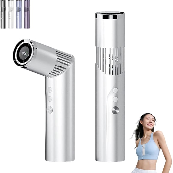 2-in-1 Rotating Mini Fan & Flashlight, Portable Handheld Fan Rechargeable, Foldable Personal Cooling Fans with LED Display, 90° Rotating Personal Fans, For Office Outdoor (White)