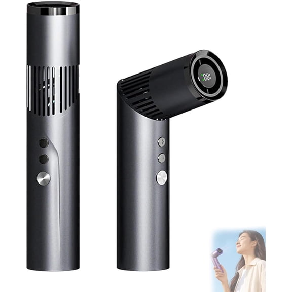 2-in-1 Rotating Mini Fan & Flashlight, Portable Handheld Turbo Fan, Foldable Adjustable Personal Cooling Fan, 92° Rotating, LED Display for Indoor Outdoor Travel (C#)
