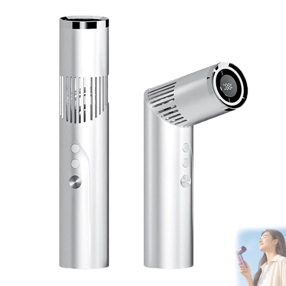 2-in-1 Rotating Mini Fan & Flashlight, Portable Handheld Turbo Fan, Foldable Adjustable Personal Cooling Fan with LED Display