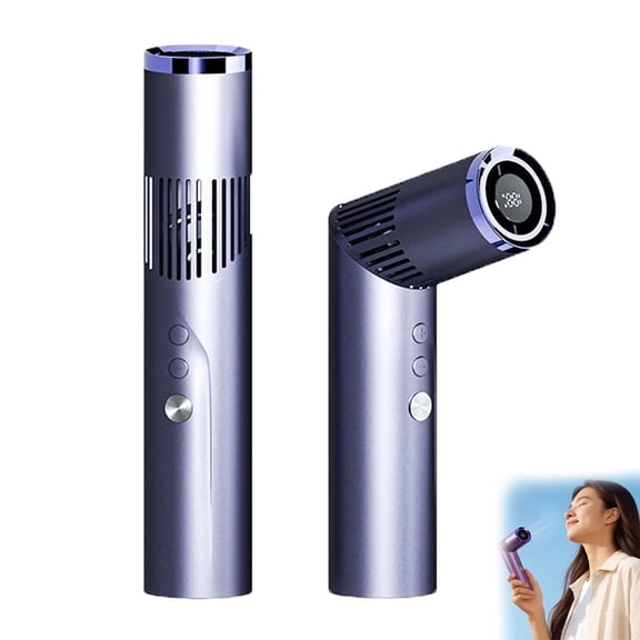 2-in-1 Rotating Mini Fan & Flashlight, Portable Handheld Turbo Fan, Foldable Adjustable Personal Cooling Fan with LED Display