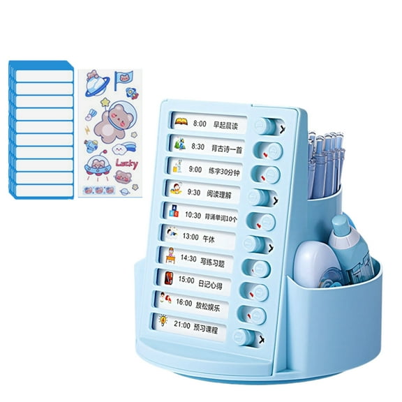 2 in 1 Rotating Pen Holder Chore Chart Checklist Board Desk Organizers Pencil Organisers Pen Box Stationery Accessories