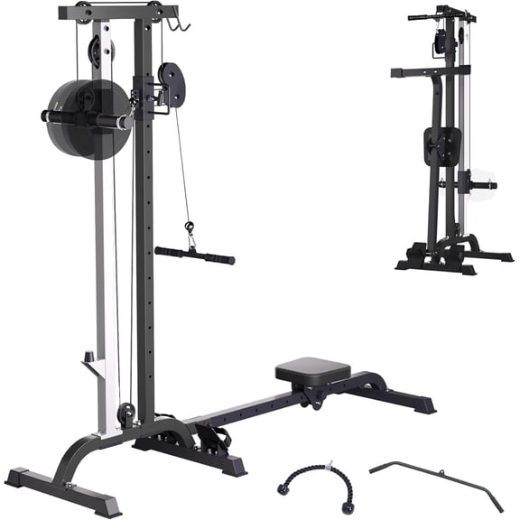 2-in-1 Rowing & Cable Machine for Home Gym, Adjustable LAT Pull Down & Low Row, High/Low Pulley, Multi-Function Compact Fitness Equipment, Full Body Strength & Cardio Training, Durable Carbon Steel
